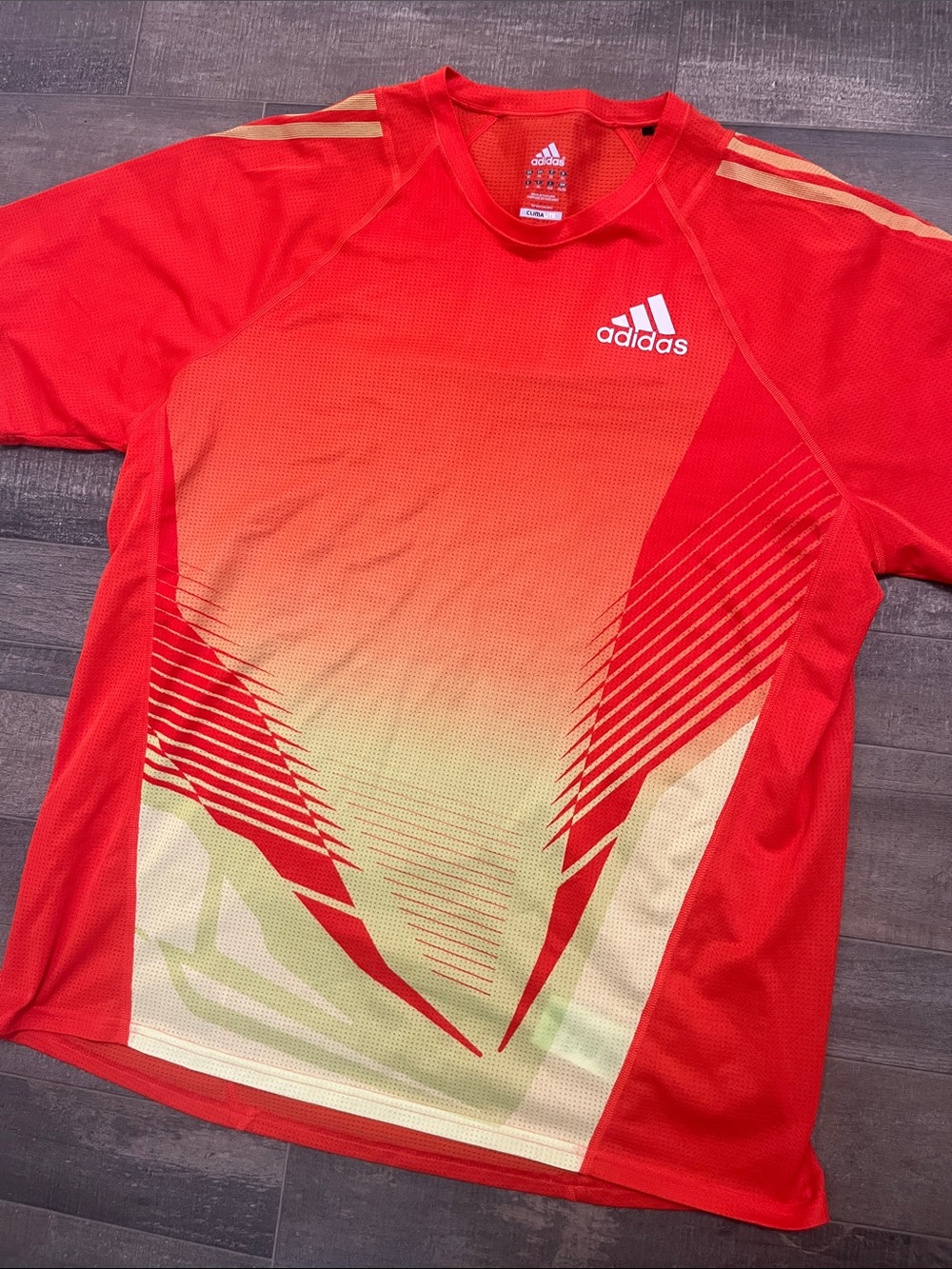 adidas Red and Cream Gradient Performance Shirt